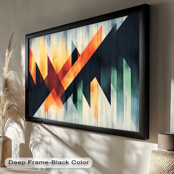Modern Angular Lines – Bold Geometric Oil Painting