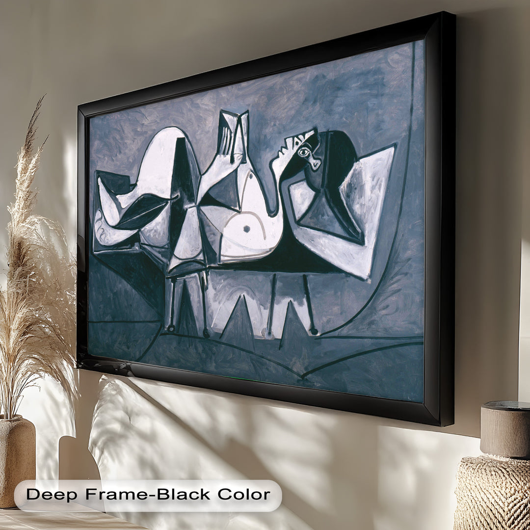 Geometry of Stillness – Monochrome Reclining Picasso Oil Painting