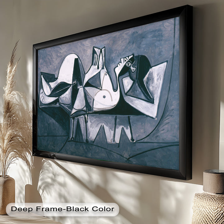 Geometry of Stillness – Monochrome Reclining Picasso Oil Painting