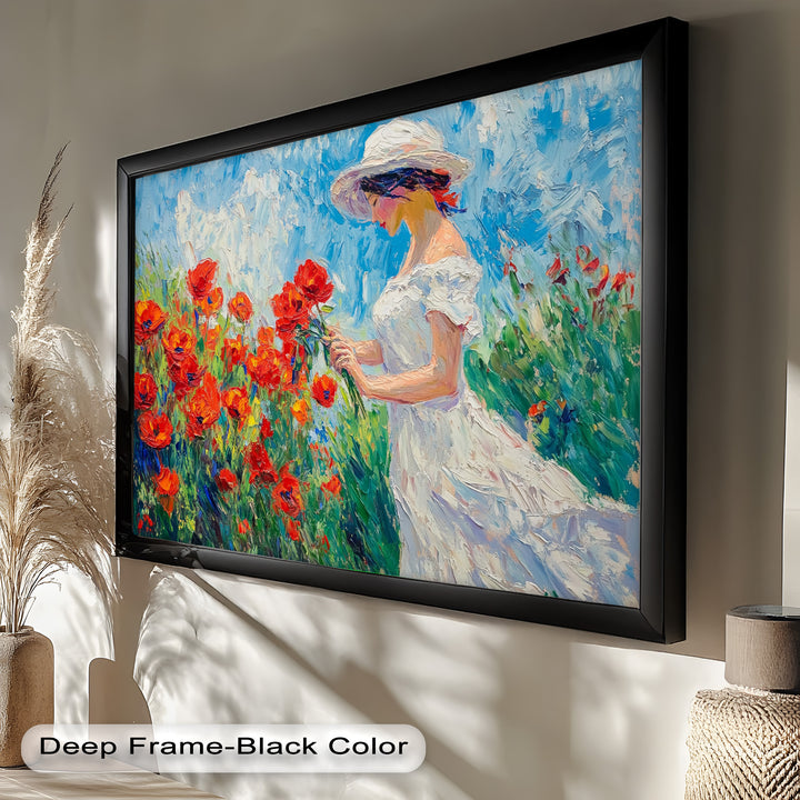 Lady Among Poppies – Impressionist Garden Stroll Oil Painting
