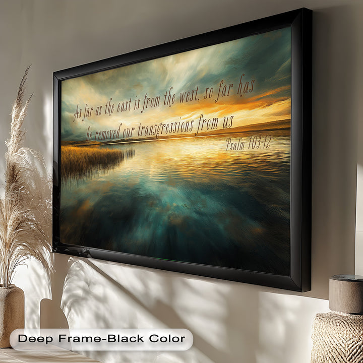 Psalm 103:12 – Divine Forgiveness Bible Verse Oil Painting