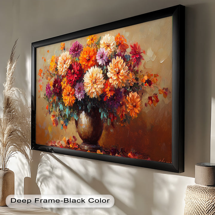 Dahlia Bouquet Wall Art – Still Life Oil Paintings