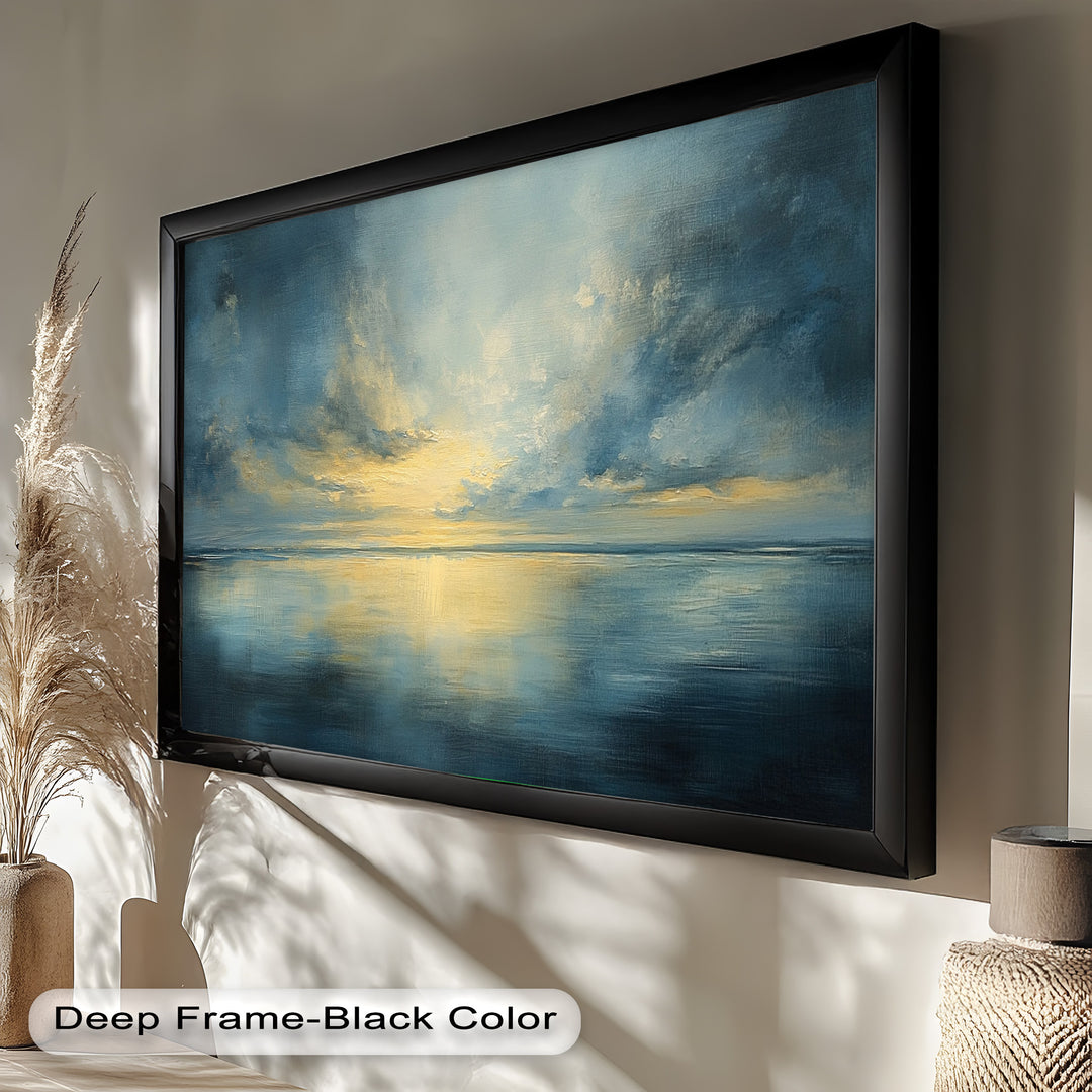 Coastal Wall Art - Sunset Reflection Seascape Oil Painting