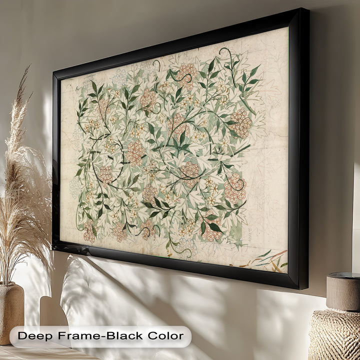Jasmine Pattern by William Morris – Framed Botanical Oil Painting