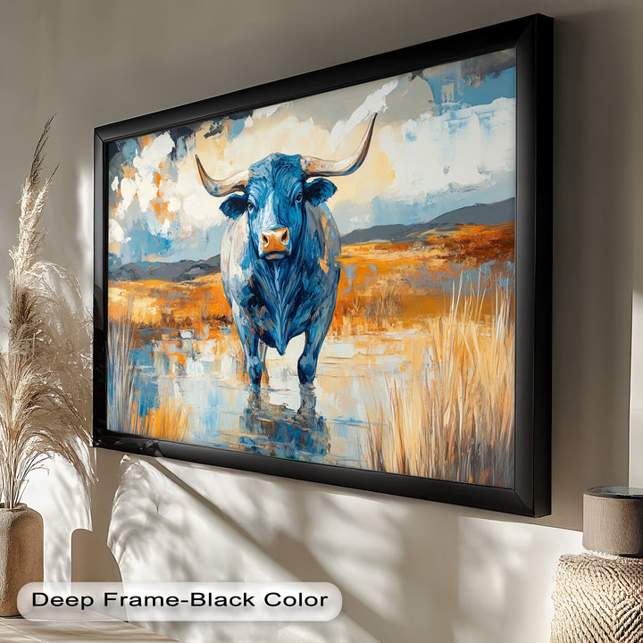 Blue Desert Bull – Animal Oil Painting