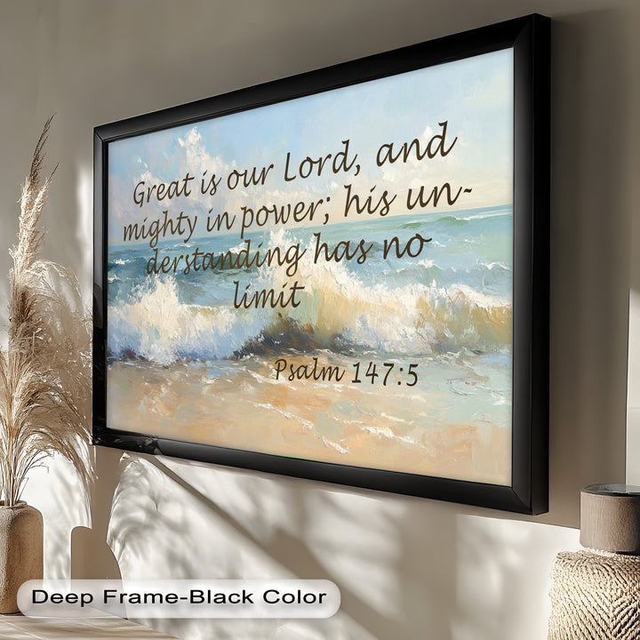 Psalm 147:5 – God's Power and Wisdom Bible Verse Oil Painting