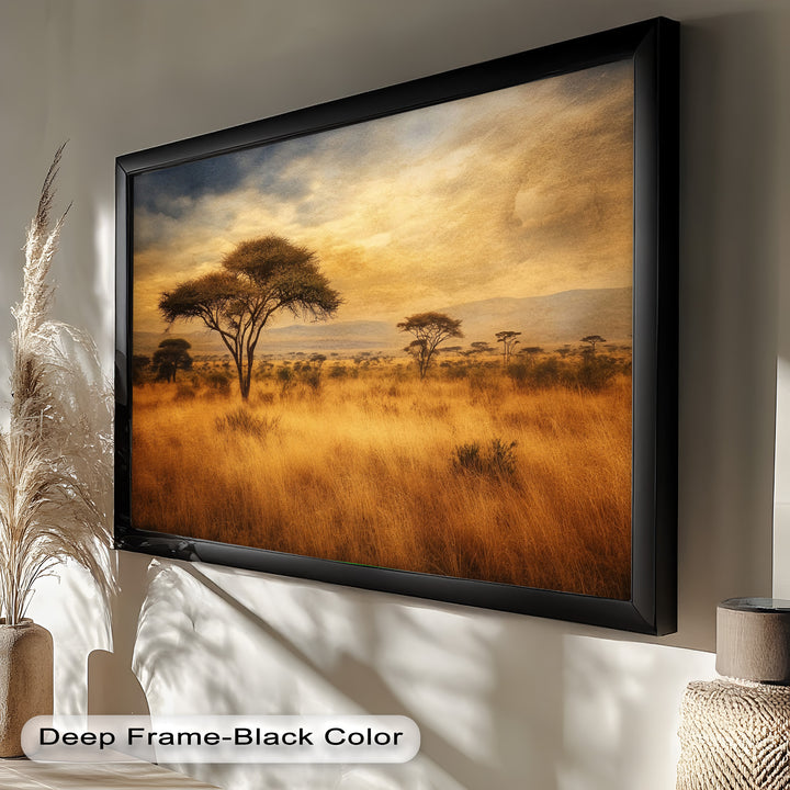 The gentle sway of tall grasses and the dramatic sky create a sense of peace, depth, and natural rhythm.