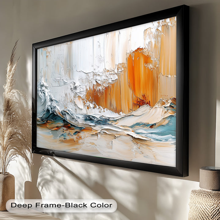 Elemental Surge – Abstract Ocean Cliff Oil Painting