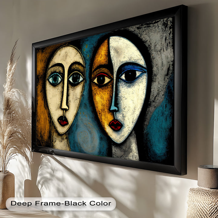 Duality of Gaze – Abstract Expressionist Portrait Picasso Oil Painting