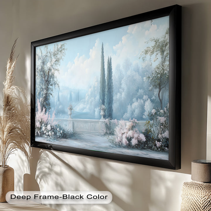Serene Garden Terrace – Landscape Oil Painting