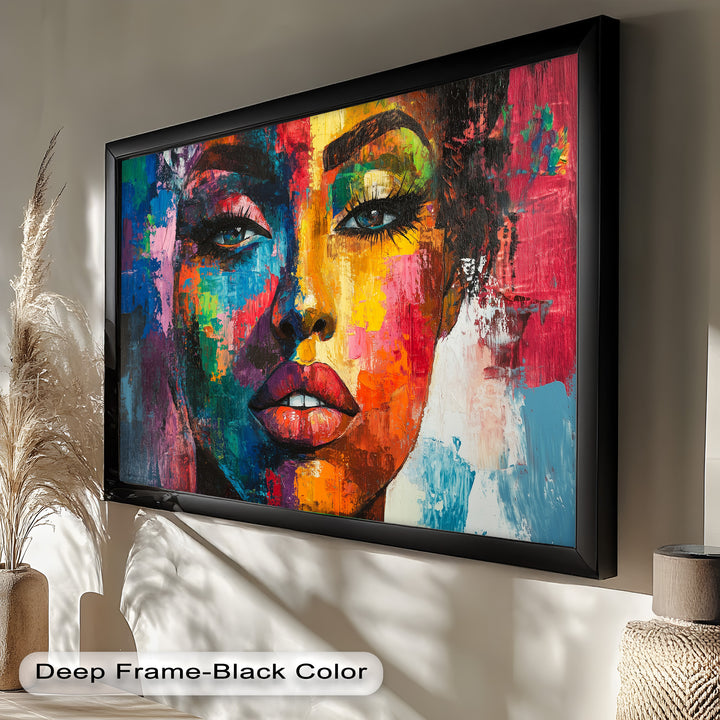 Color Reign – Vibrant Female Portrait Abstract Oil Painting