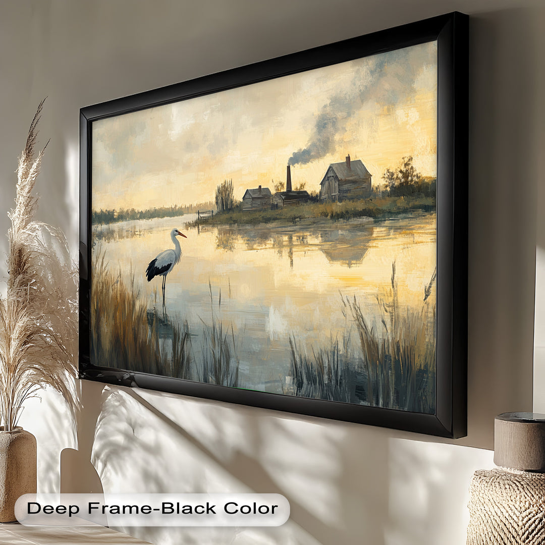 Stork at Dusk – Animal Oil Painting