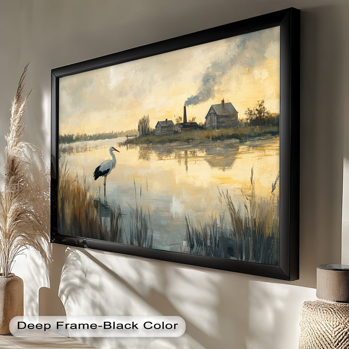 Stork at Dusk – Animal Oil Painting
