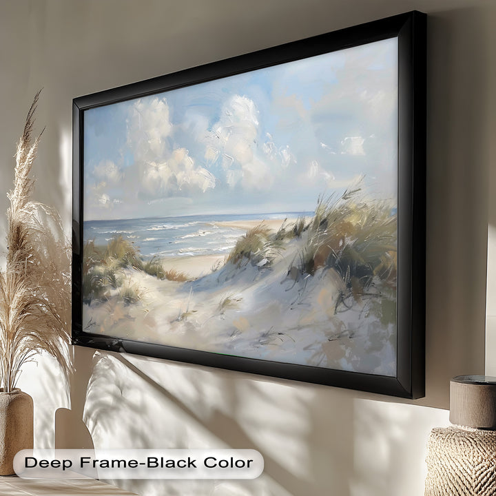 White Sand Beach Sandy Path Landscape – Coastal Oil Painting