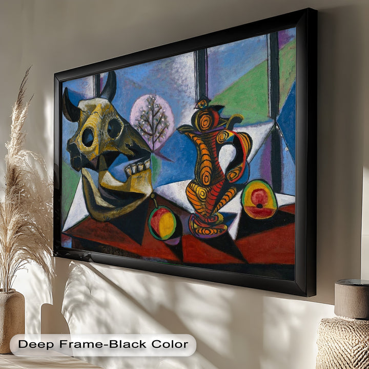 Stillleben mit Totenkopf und Krug – Symbolisches kubistisches Picasso-Ölgemälde