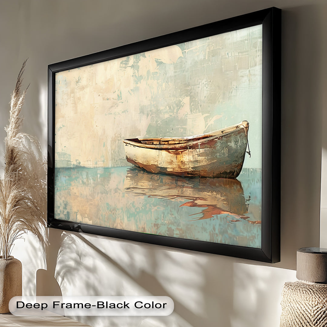 Old Wood Boat – Framed Oil Painting