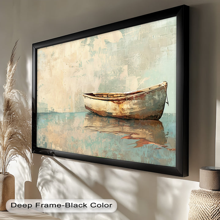 Old Wood Boat – Framed Oil Painting