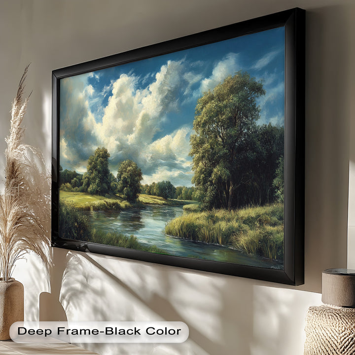River Landscape Painting – Framed Oil Painting