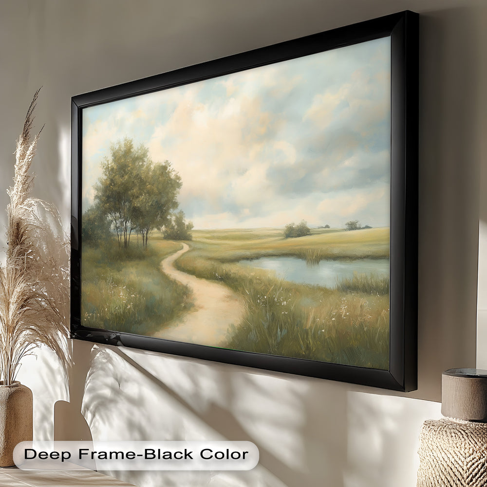 With delicate brushwork and calming hues, the artwork evokes a sense of peace, simplicity, and timeless countryside charm.

