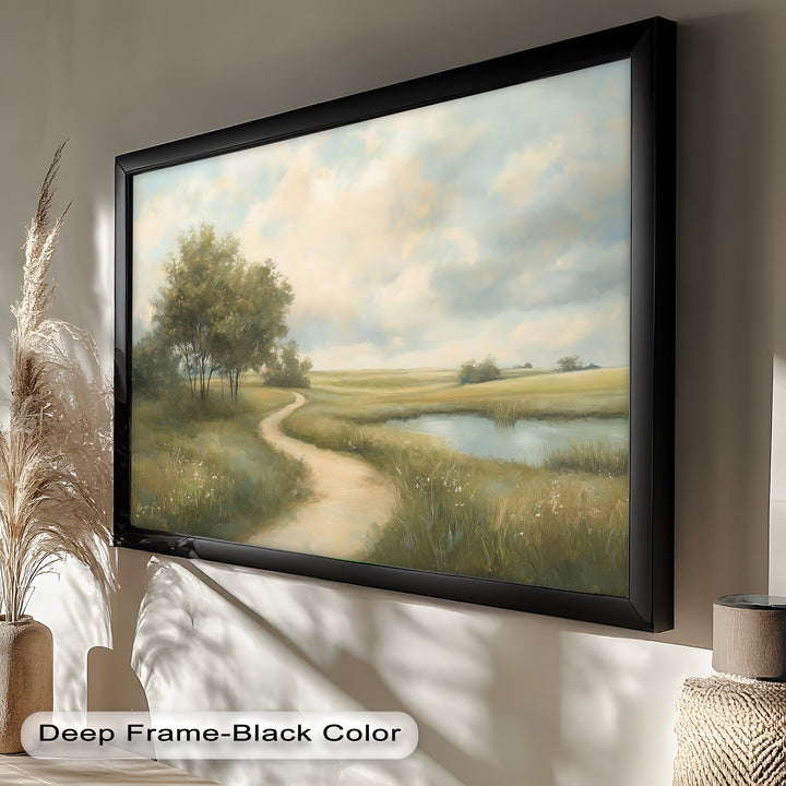 With delicate brushwork and calming hues, the artwork evokes a sense of peace, simplicity, and timeless countryside charm.

