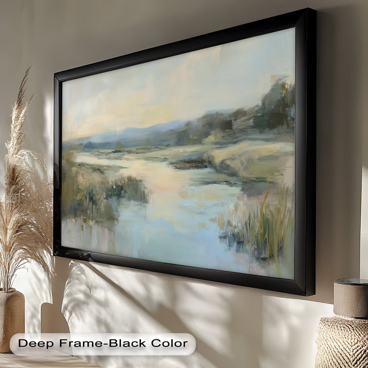 Pastel River Landscape - Framed Oil Painting