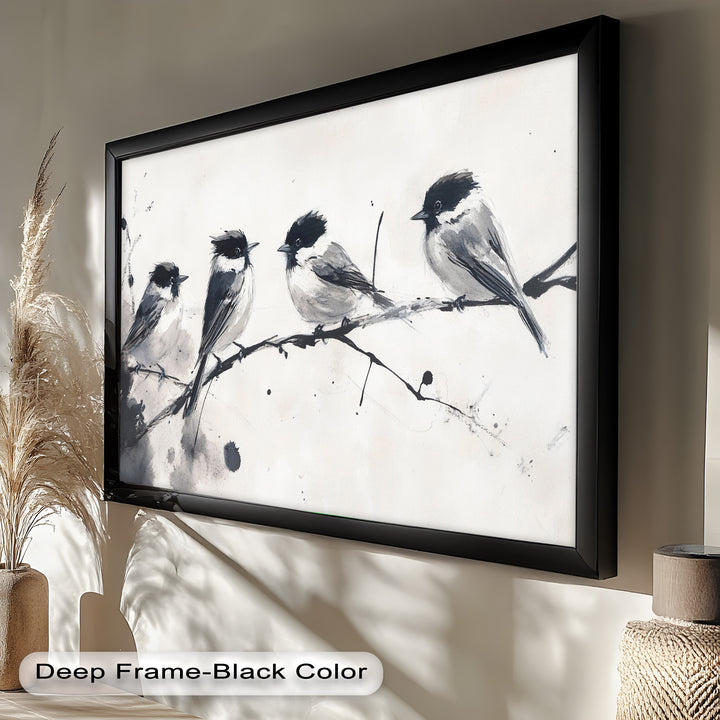Monochromes Quartett – Vogel-Ölgemälde