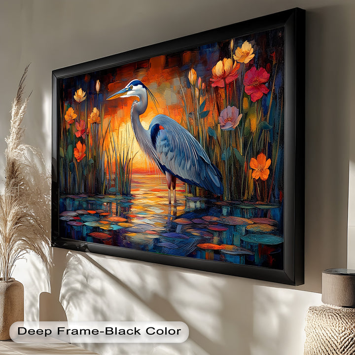 Heron at Sunset  – Animal Oil Painting