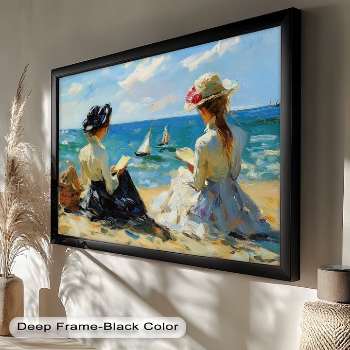 Seaside Serenity with Sailboats – Impressionist Oil Painting