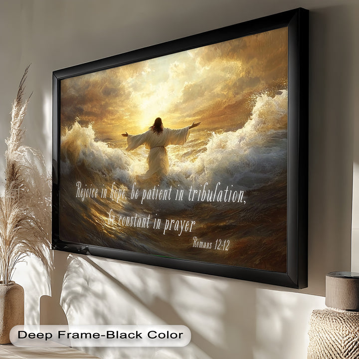 Romans 12:12 – Faith & Perseverance Bible Verse Oil Painting