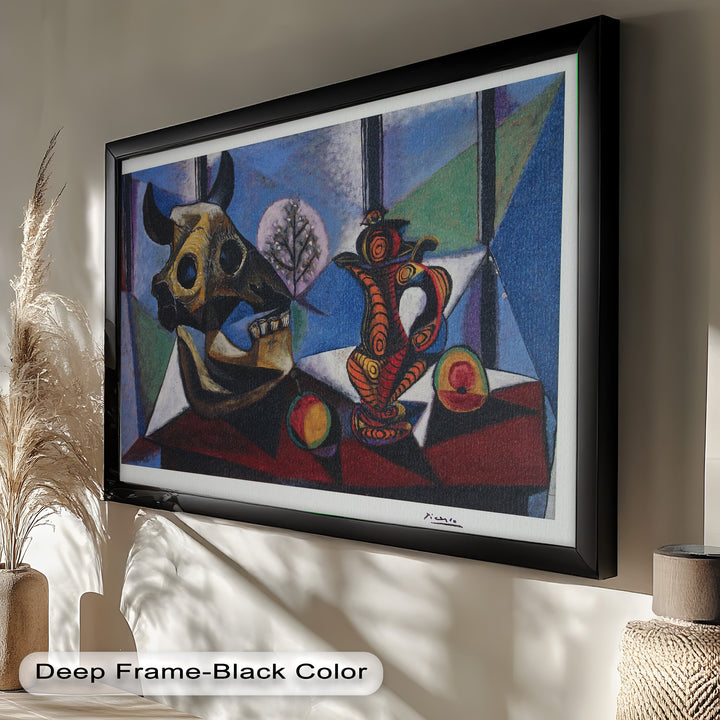 Still Life with Bull Skull – Symbolist Cubist Picasso Oil Painting