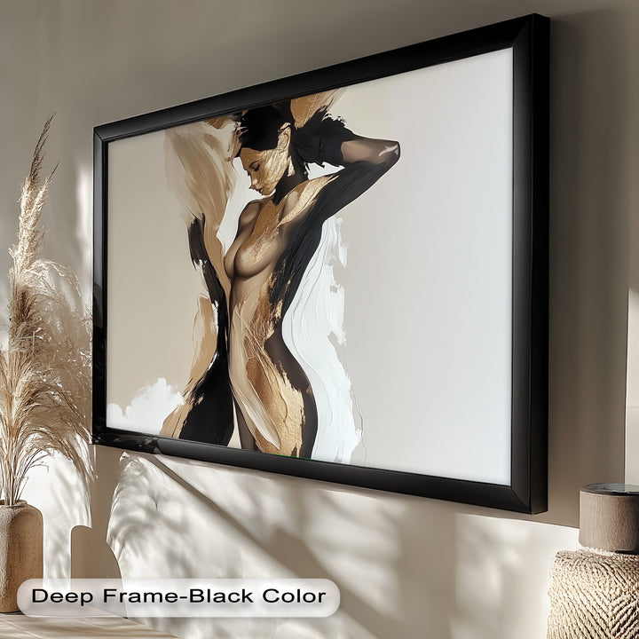 Golden Silence – Abstract Female Figure Oil Painting