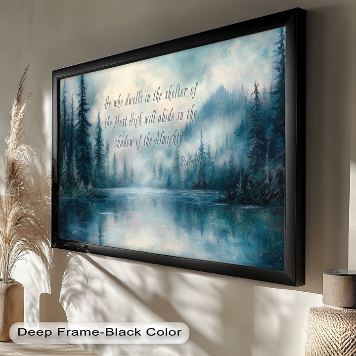Psalm 91:1 – Divine Protection Bible Verse Oil Painting