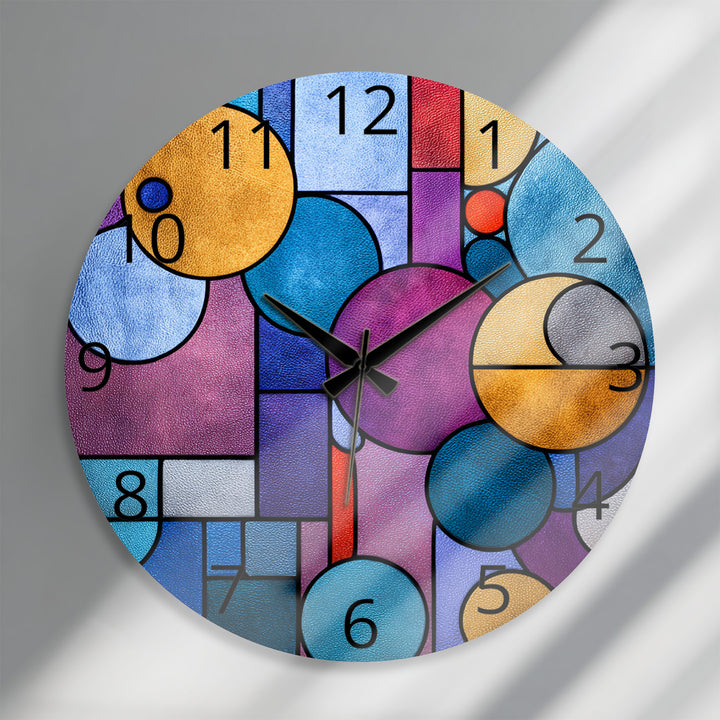 Colorful Geometric Glass Wall Clock – Modern Abstract Circle Art
