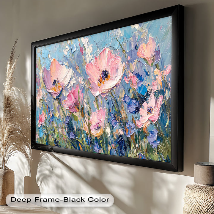 Pink and Violet Wildflower Bloom - Flower Oil Painting
