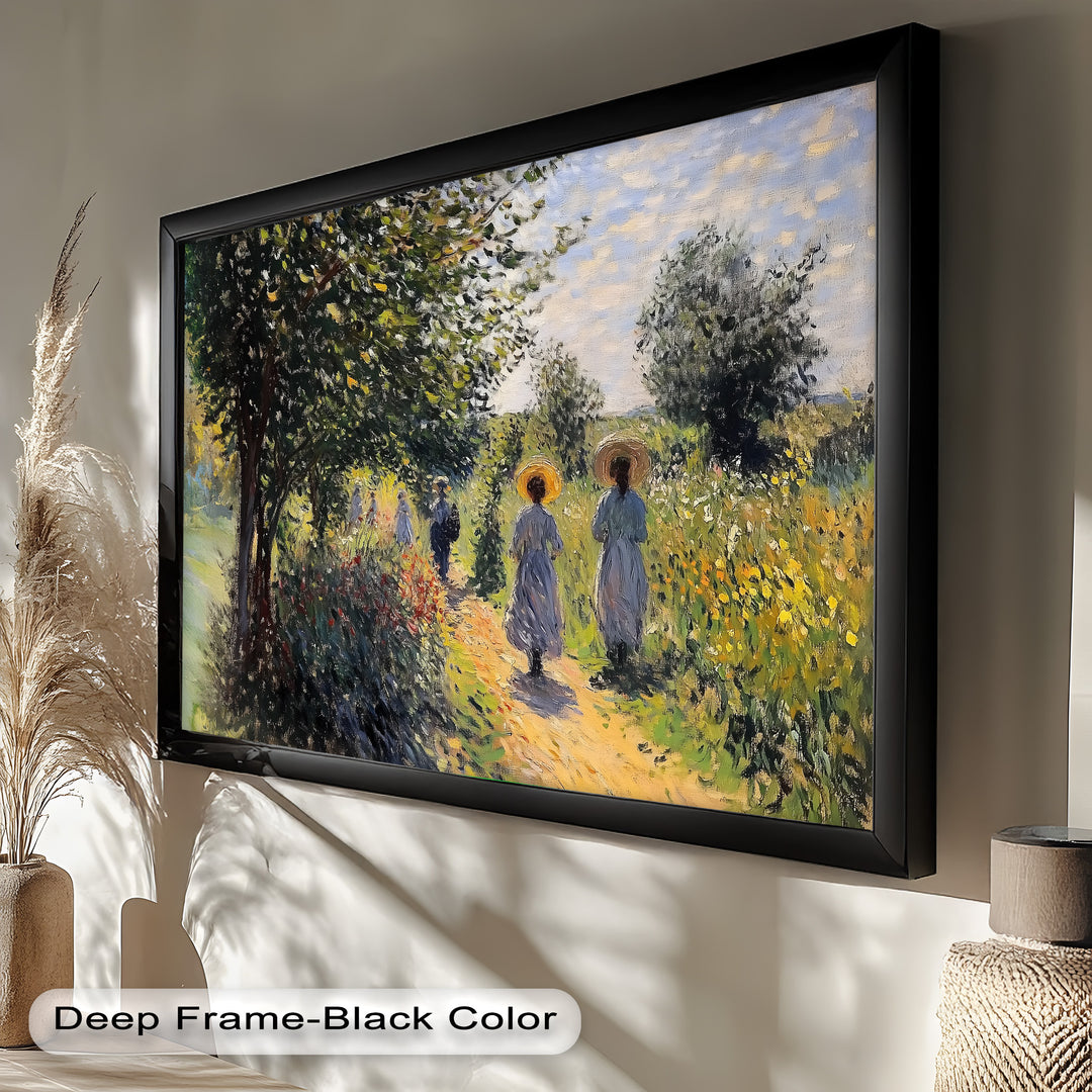 Afternoon Stroll – Sun-Dappled Garden Walk Oil Painting