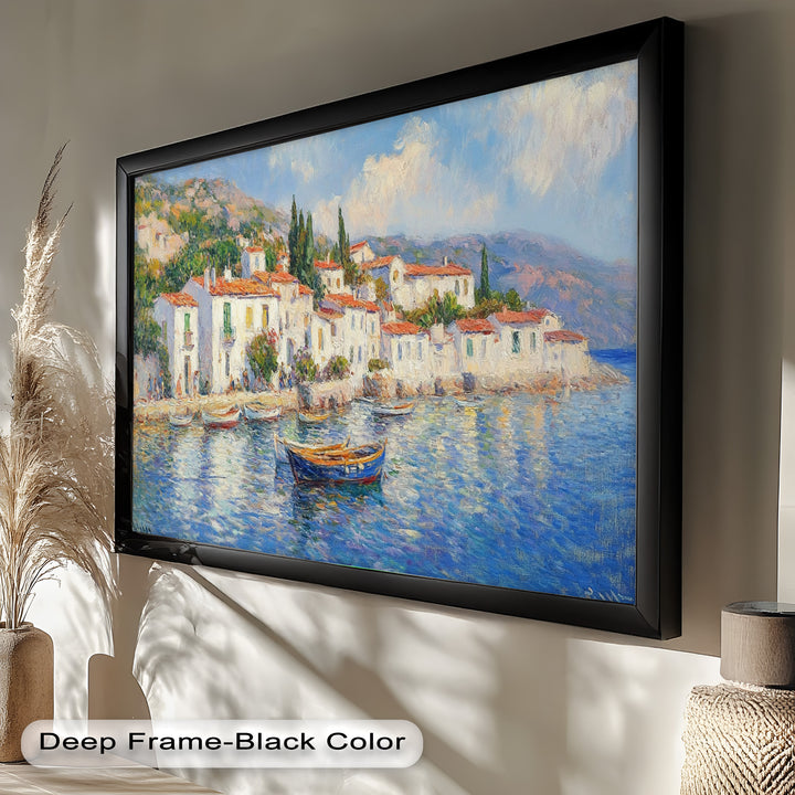 Sunlit Mediterranean Village – Coastal Impressionist Oil Painting