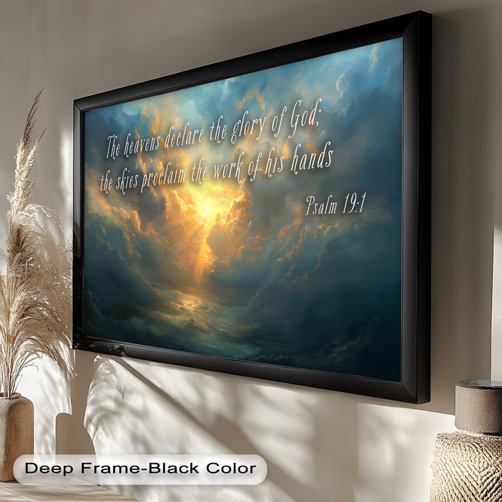 Psalm 19:1 – The Heavens Declare Bible Verse Oil Painting