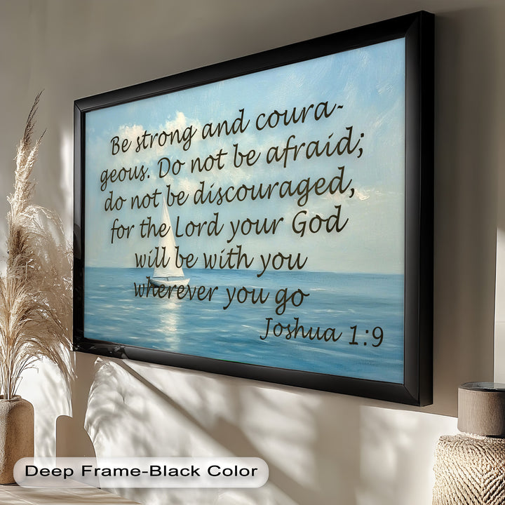Joshua 1:9 – Courage and Strength Bible Verse Oil Painting