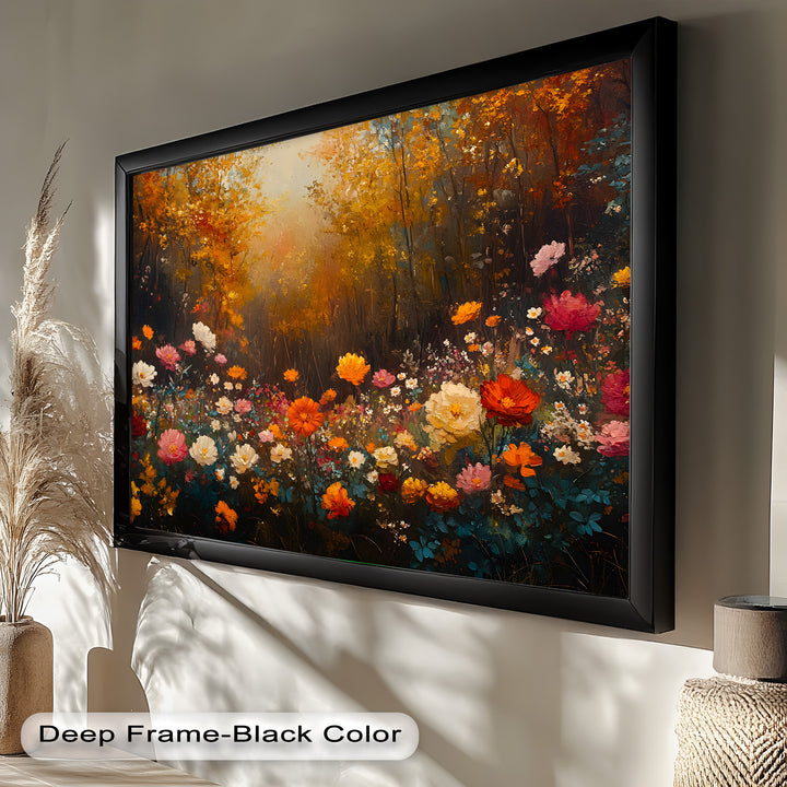 Autumn Forest Flower Wall Art – Colorful Floral Oil Painting
