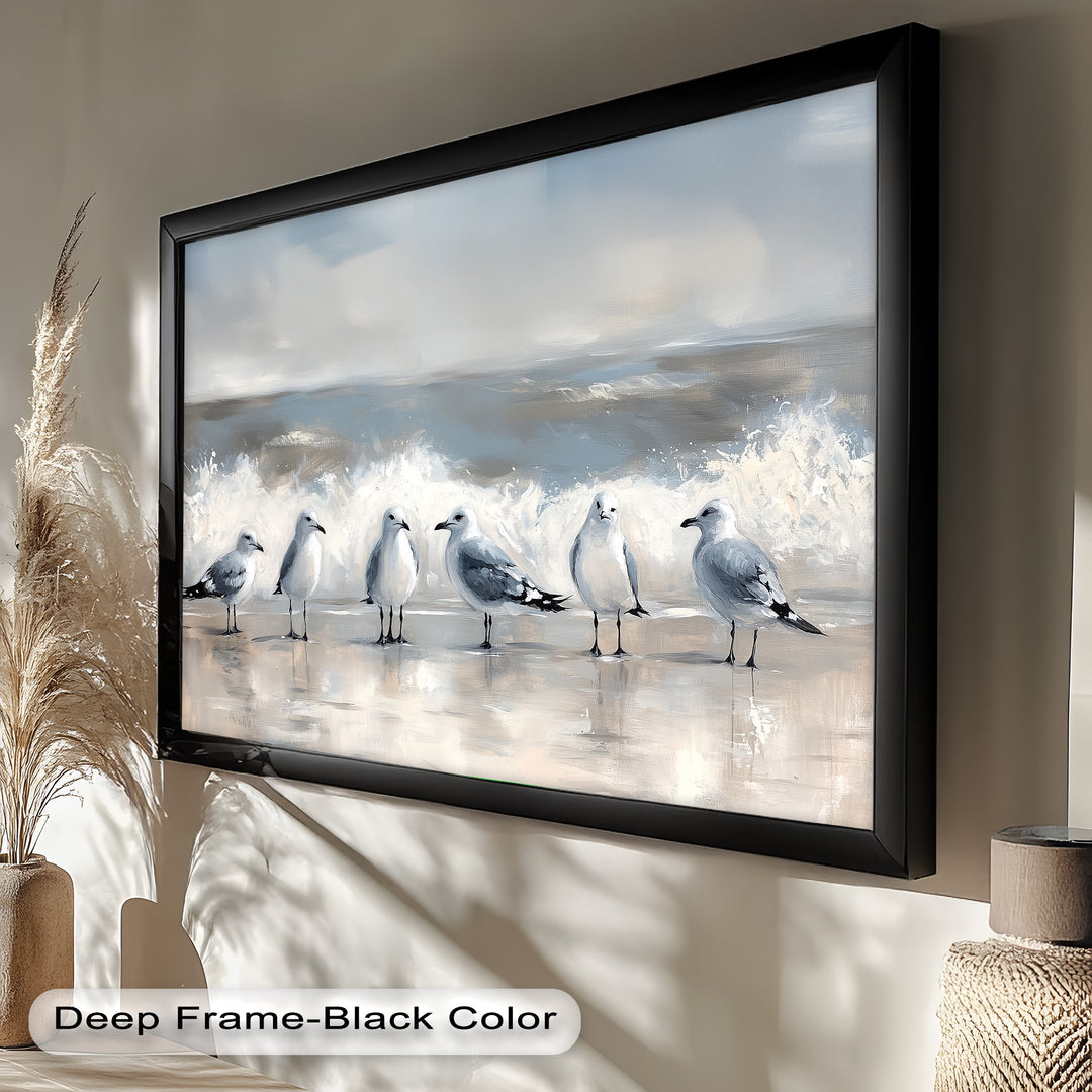 Seagulls and Surf – Bird Oil Painting