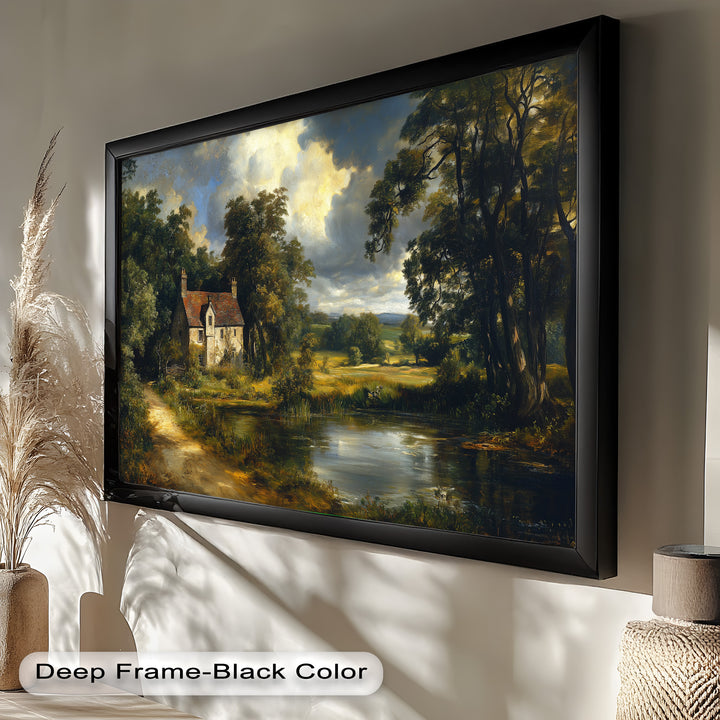 Rustic English Cottage – Charming Countryside Oil Painting