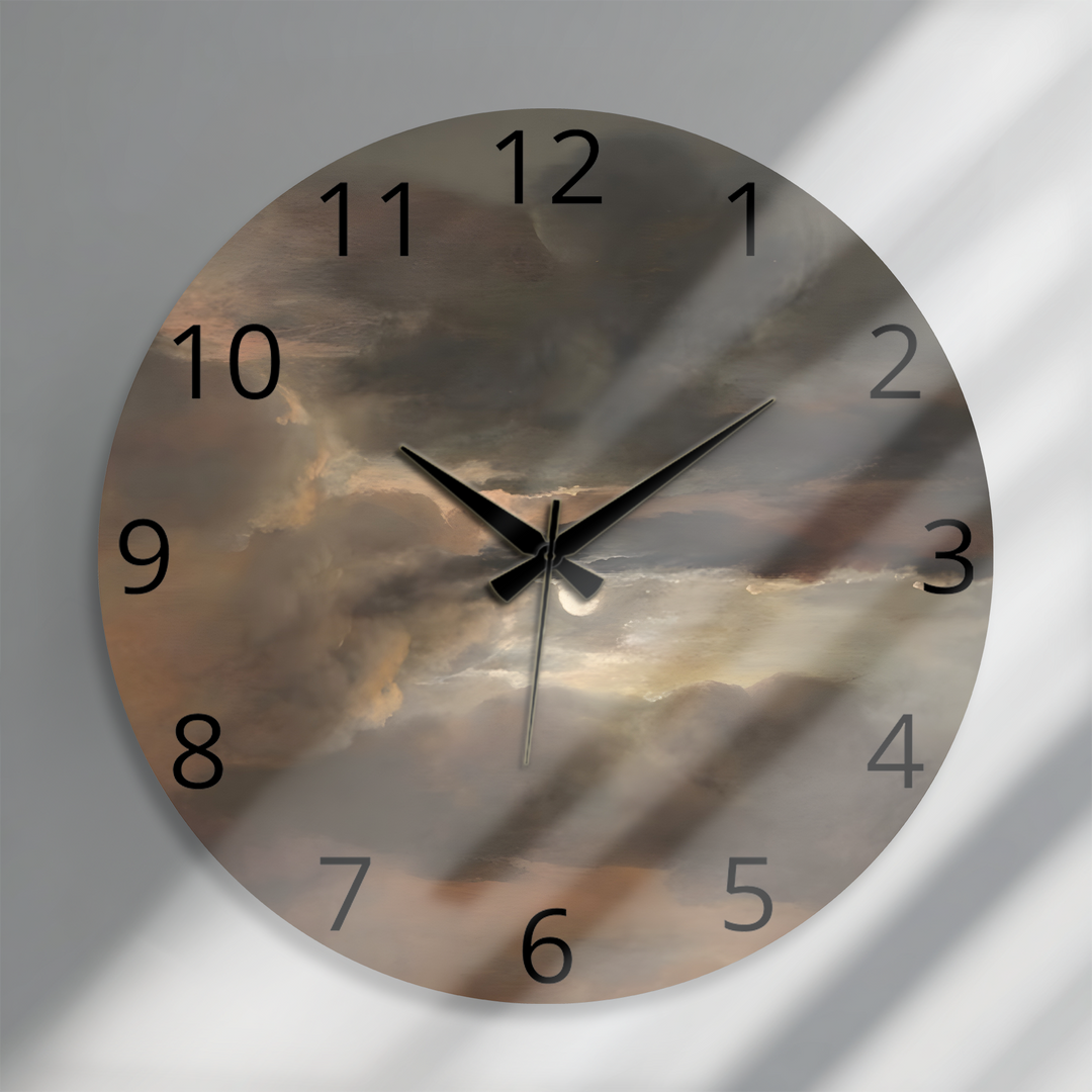 Storm Clouds Glass Wall Clock – Moody Sky Wall Decor