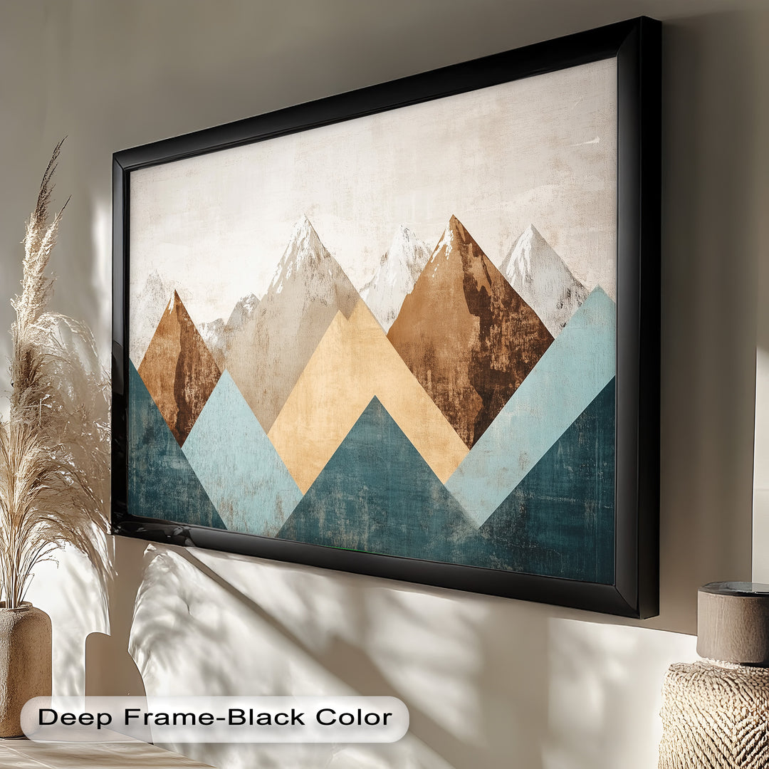 Geometrische Berge – Modernes abstraktes Ölgemälde