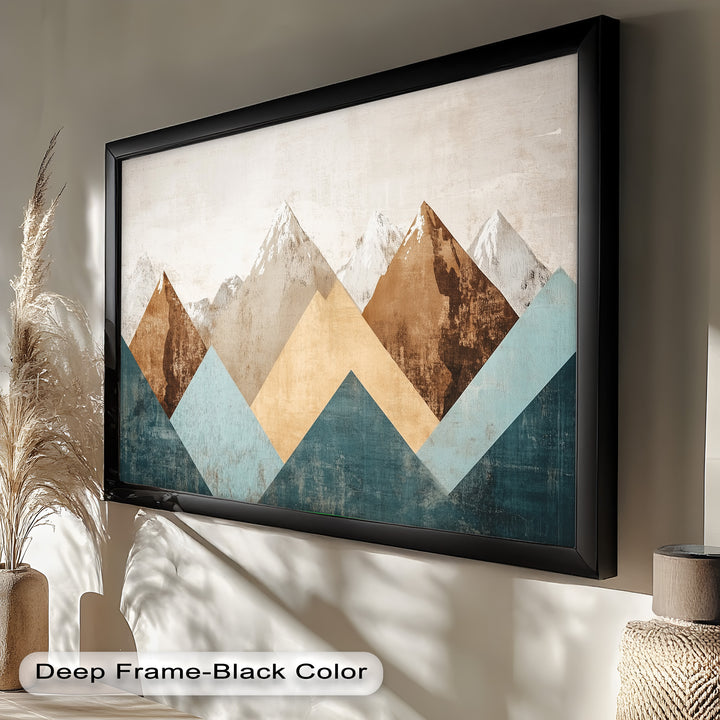 Geometrische Berge – Modernes abstraktes Ölgemälde