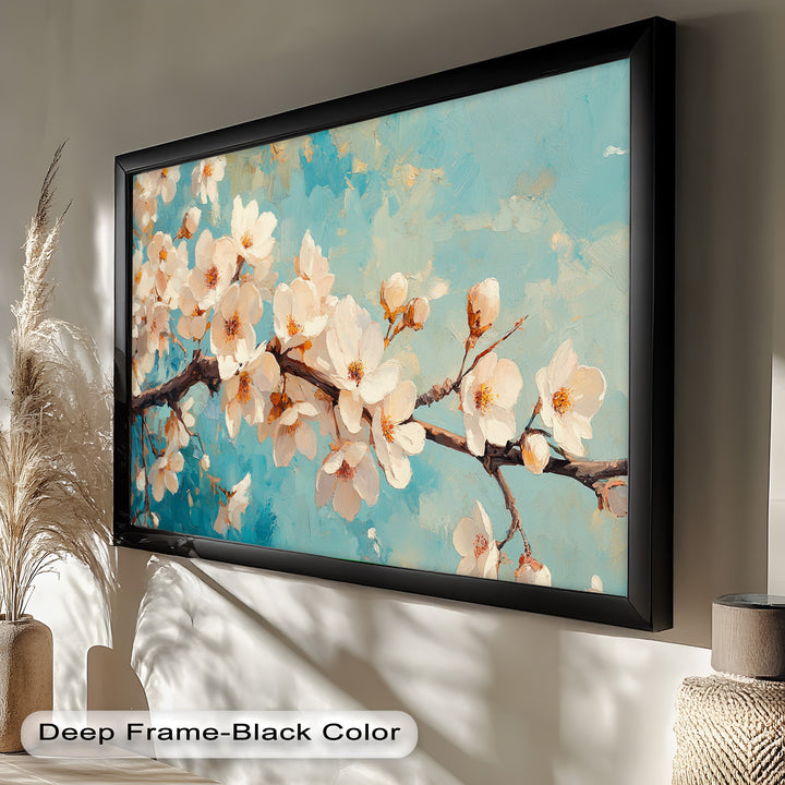 White Cherry Blossoms Wall Art – Floral Oil Painting