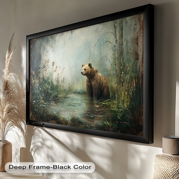 Brown Bear by the Water - Animal Oil Painting