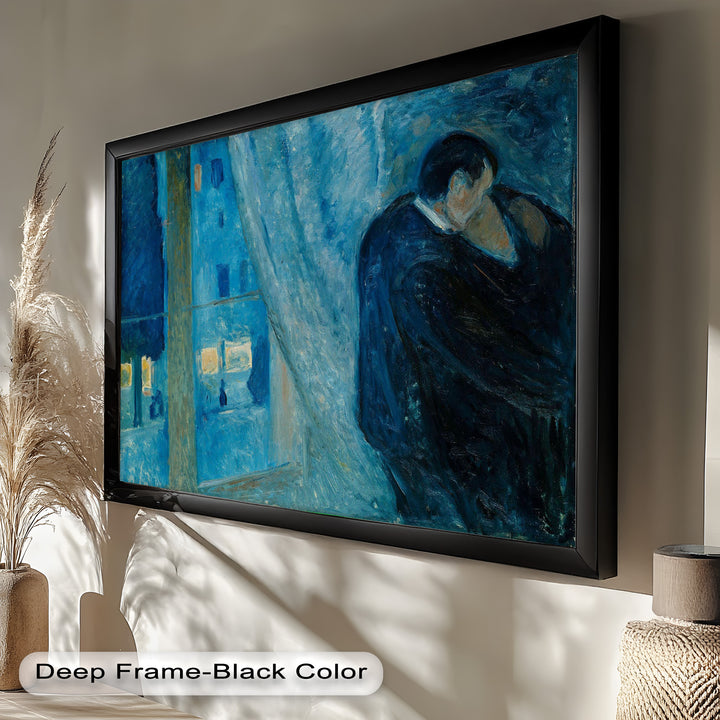 The Kiss by Munch – Romantic Blue Interior Oil Painting