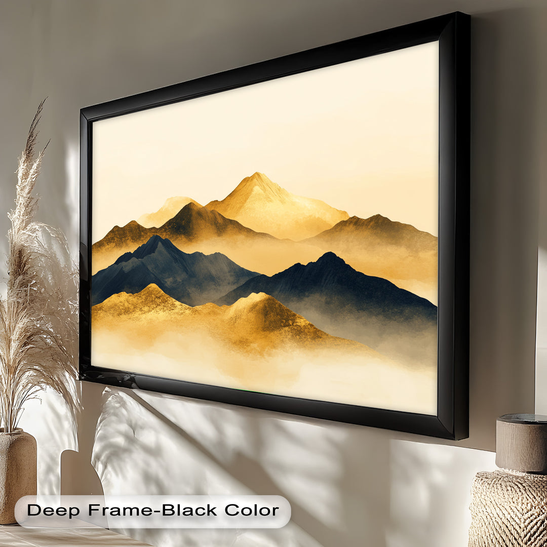Gold &amp; Black Mountains – Modernes Ölgemälde