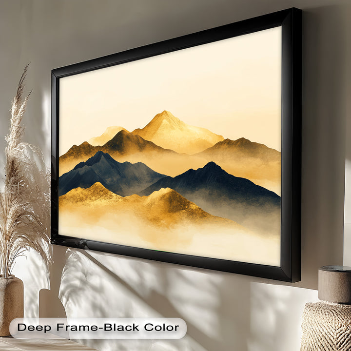 Gold &amp; Black Mountains – Modernes Ölgemälde