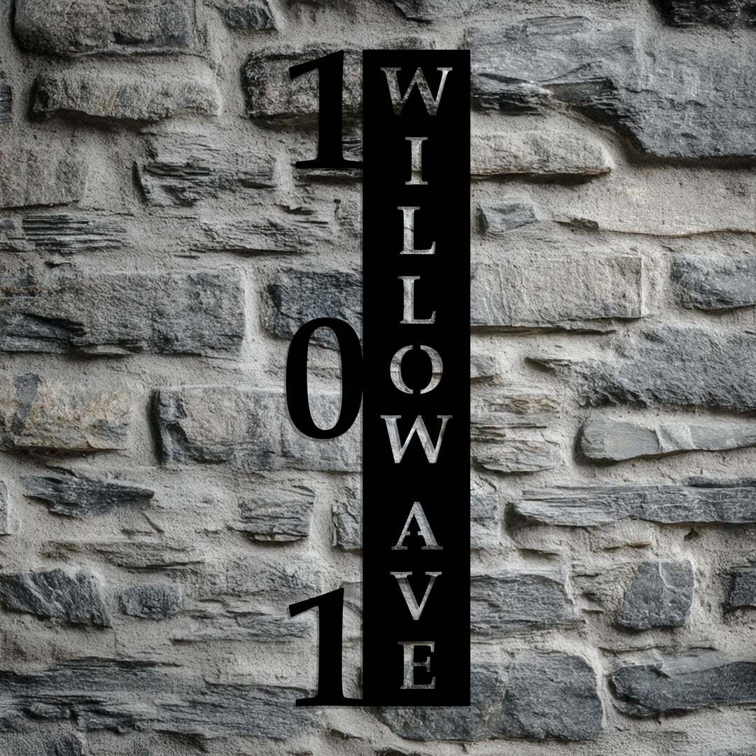 Outdoor modern metal address welcome display